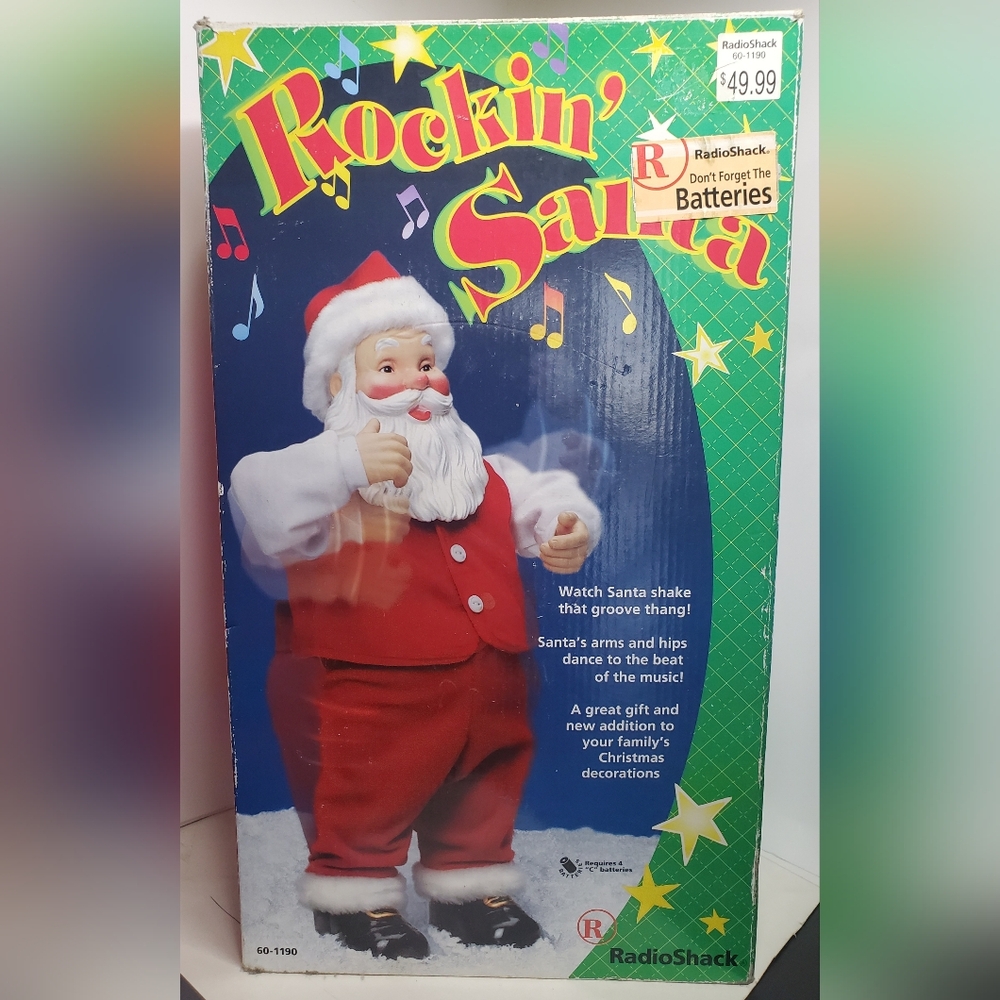 Vintage 1990's Radio Shack: Rockin' Santa 17" Animated Figure- New In Box, Rare